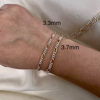 CX115 - 2 Tone Mixed Metal Round Figaro Chain by the foot