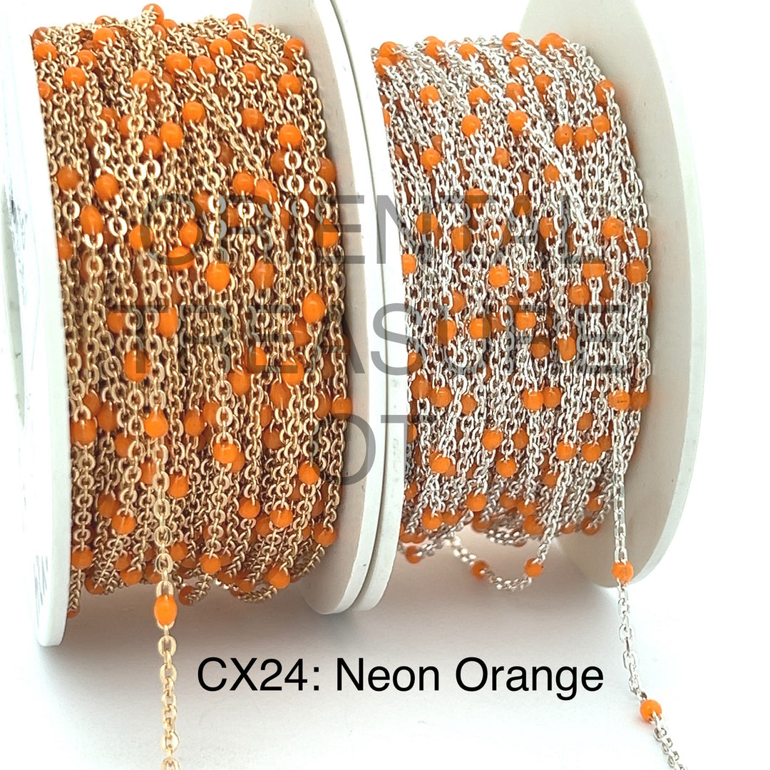 CX24: 15mm Space Enamel Satellite Chain by the foot (24GA Jump Ring)