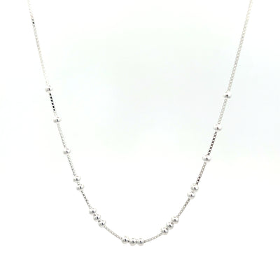 Dainty Beaded Box Chain - Sterling Silver Gold Plated
