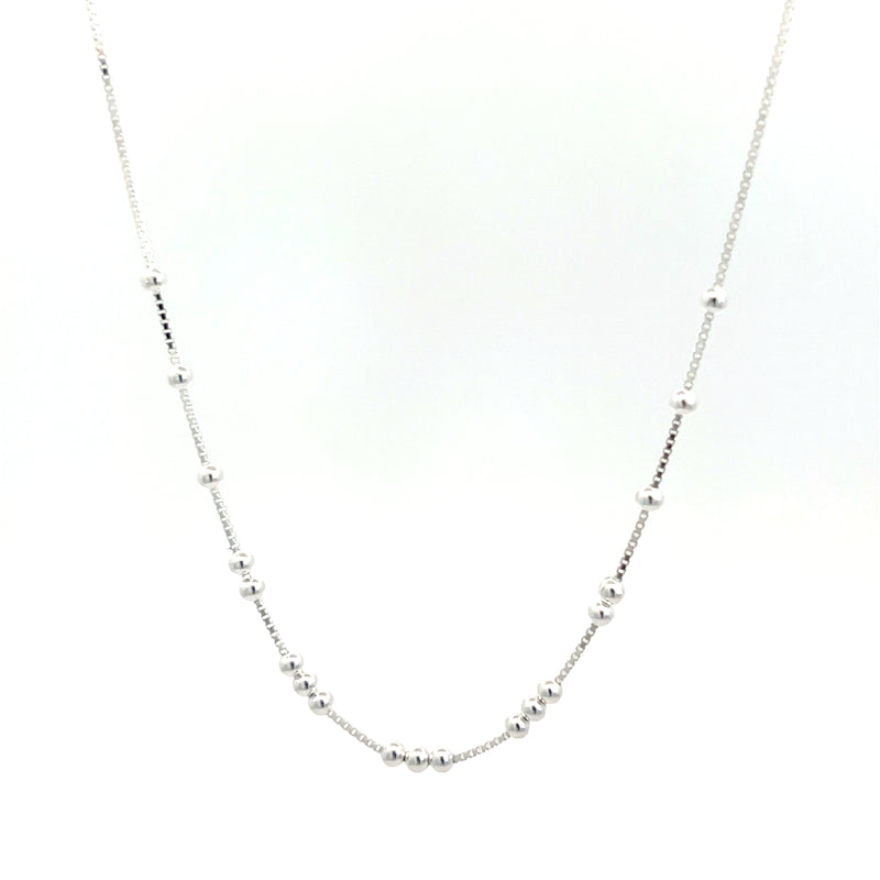 Dainty Beaded Box Chain - Sterling Silver Gold Plated