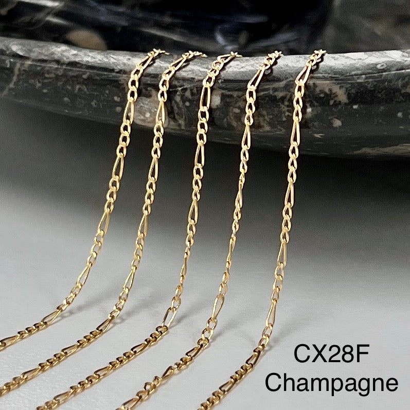 CX28F: 1.5mm Flat Figaro Chain by the foot