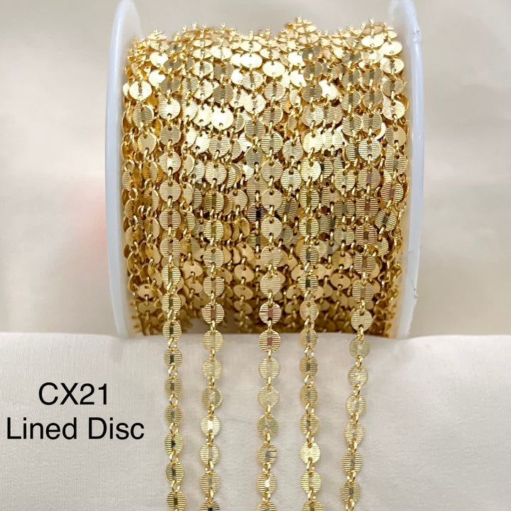 CX21: 4mm Lined Disc Chain by the foot