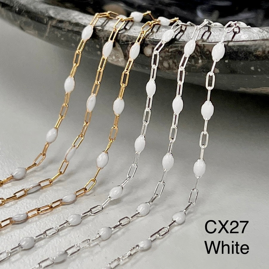 CX27: Enamel Paperclip Chain by the foot