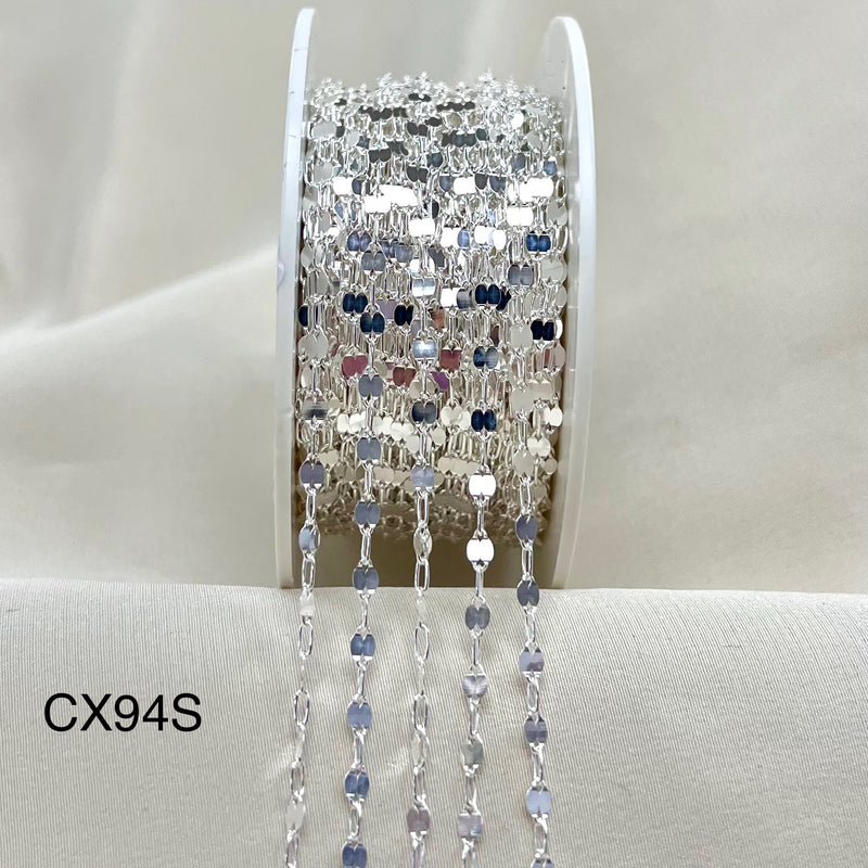CX94S: 2.6mm Sequin + Paperclip (1+1) Chain by the foot