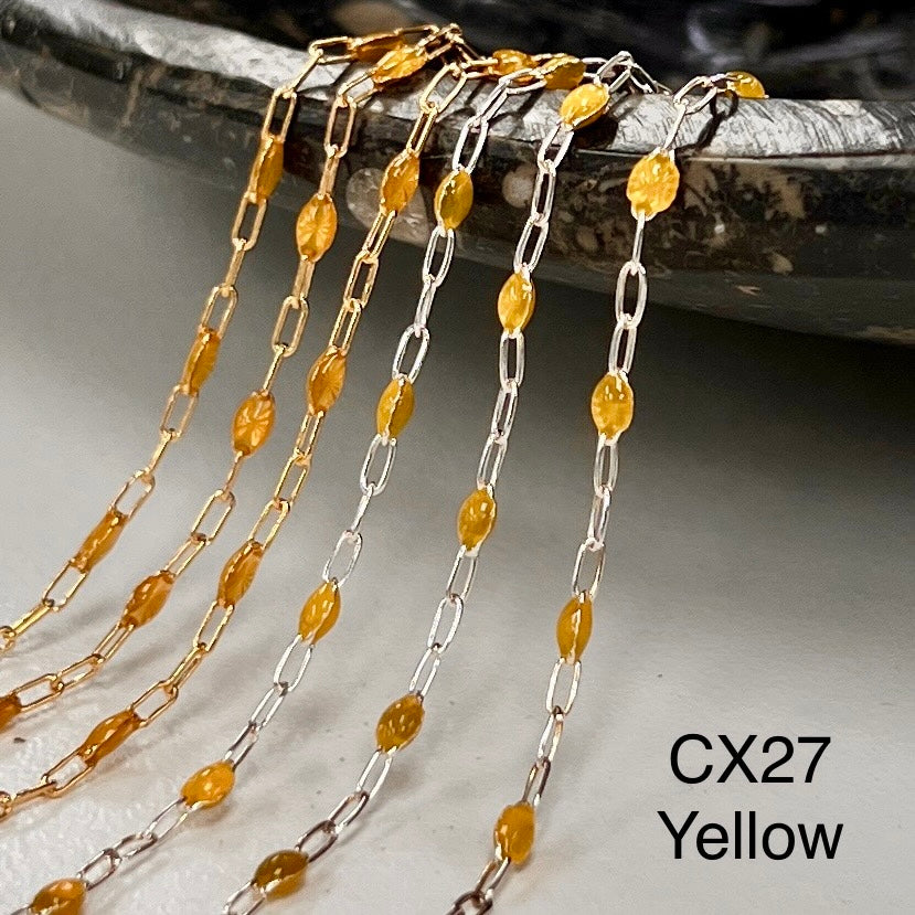 CX27: Enamel Paperclip Chain by the foot