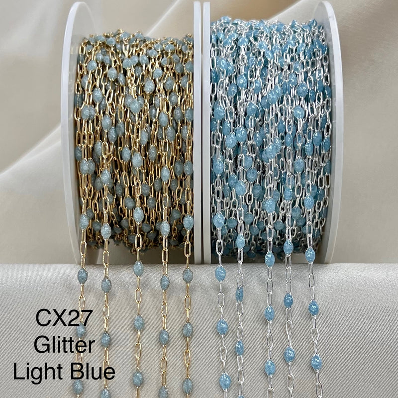 CX27: Enamel Paperclip Chain by the foot