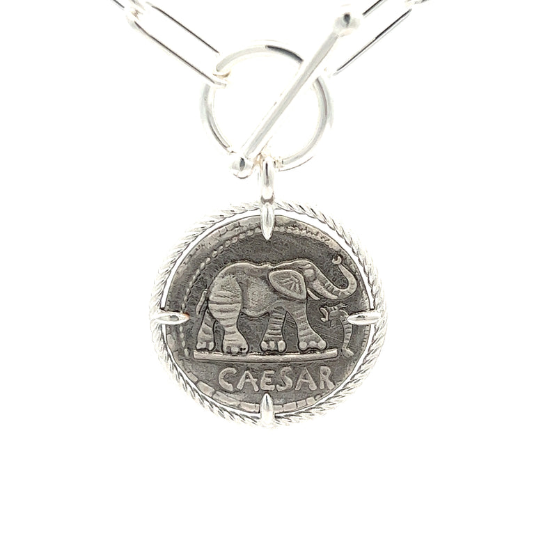 2014 Elephant Medallion Paperclip Necklace