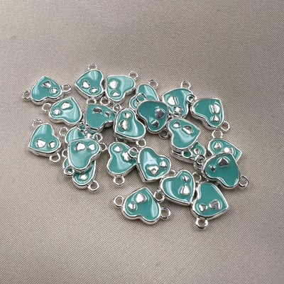 CN22 Enamel Heart Connector (Pack of 3)