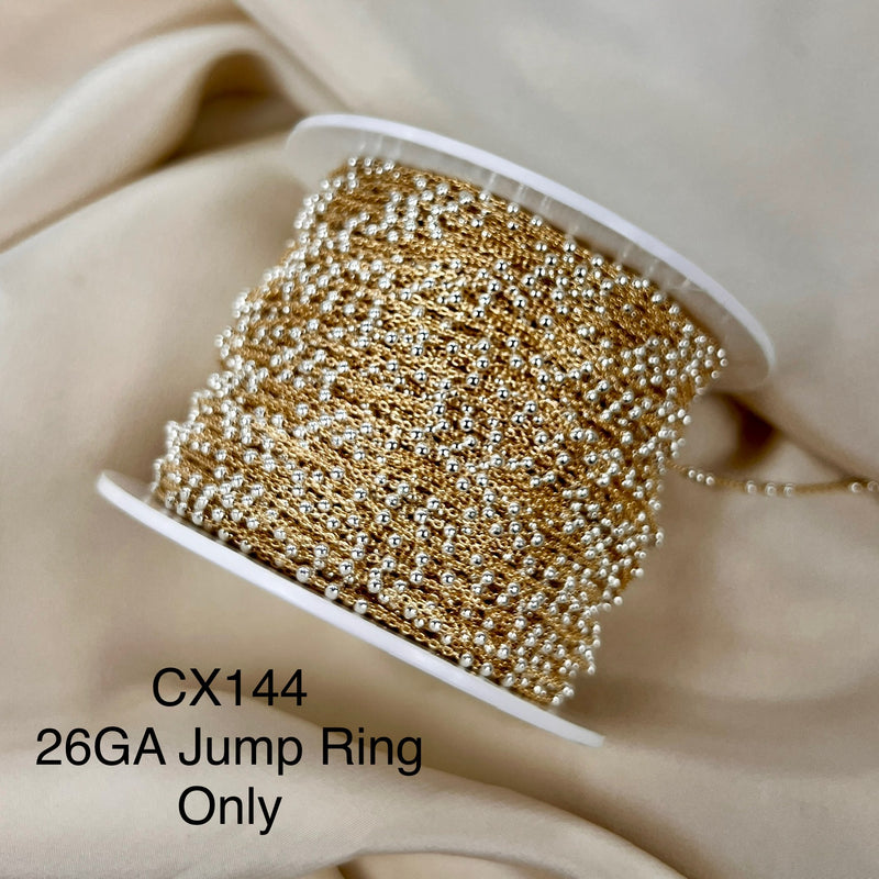 CX144: Mixed Metal 2 Tone Medium Triple Bead Satellite Chain by the foot (26ga Jump Ring Only)