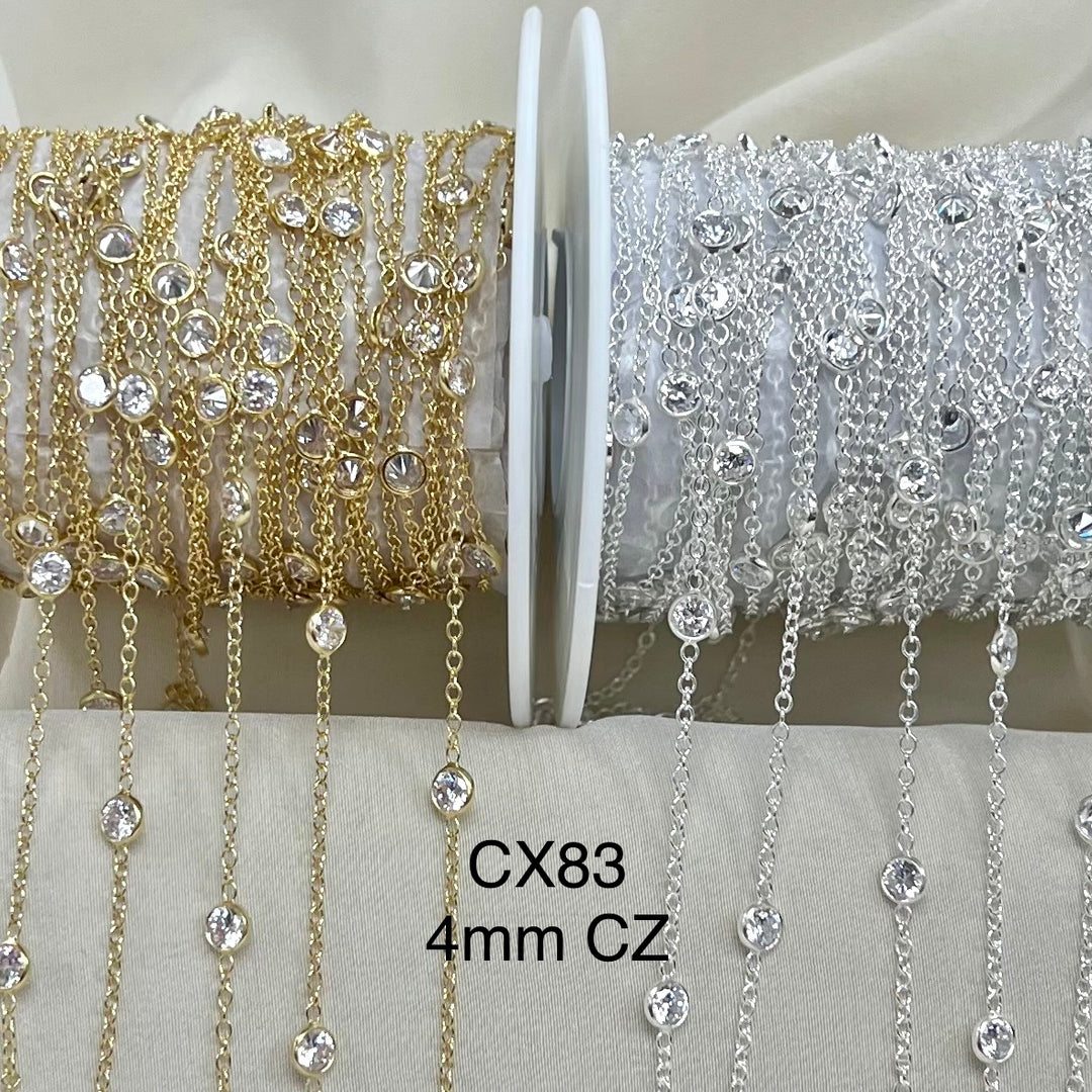 CX83 - CZ Bezel 1.25" Station Chain by the foot