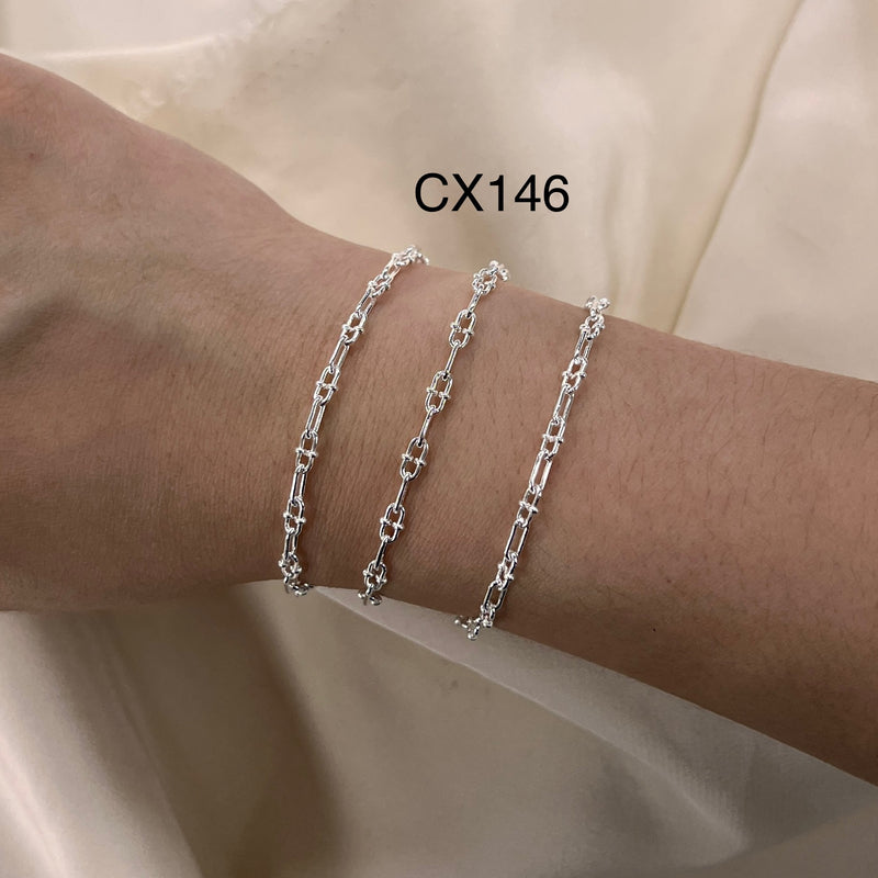 CX146 - Alternating Dotted Papercilp Sterling Silver Chain by the foot