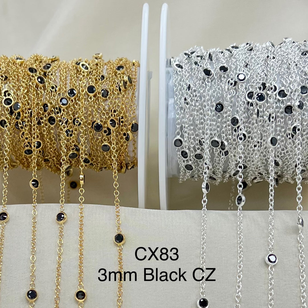 CX83 - CZ Bezel 1.25" Station Chain by the foot