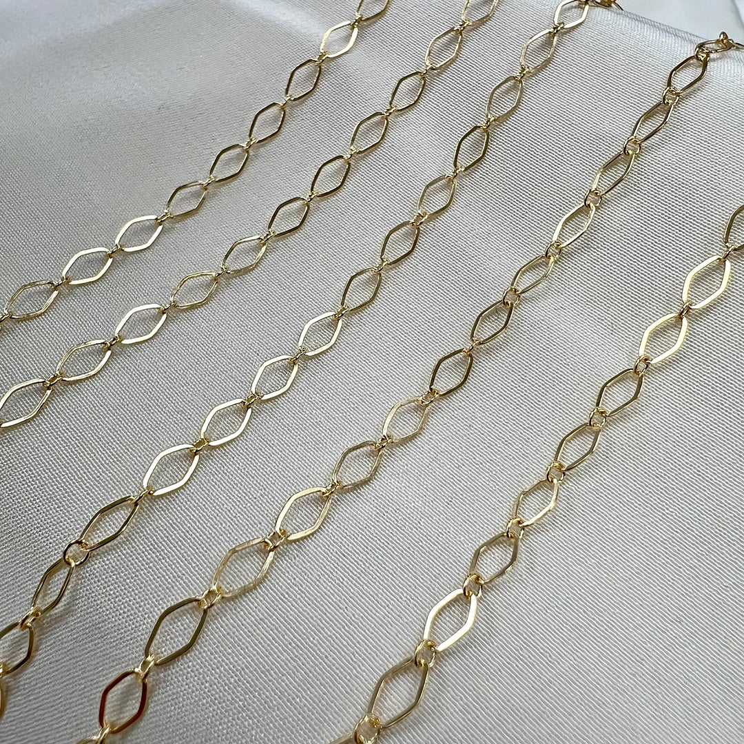 CX78: Alternating 3mm Diamond Link chain by the foot