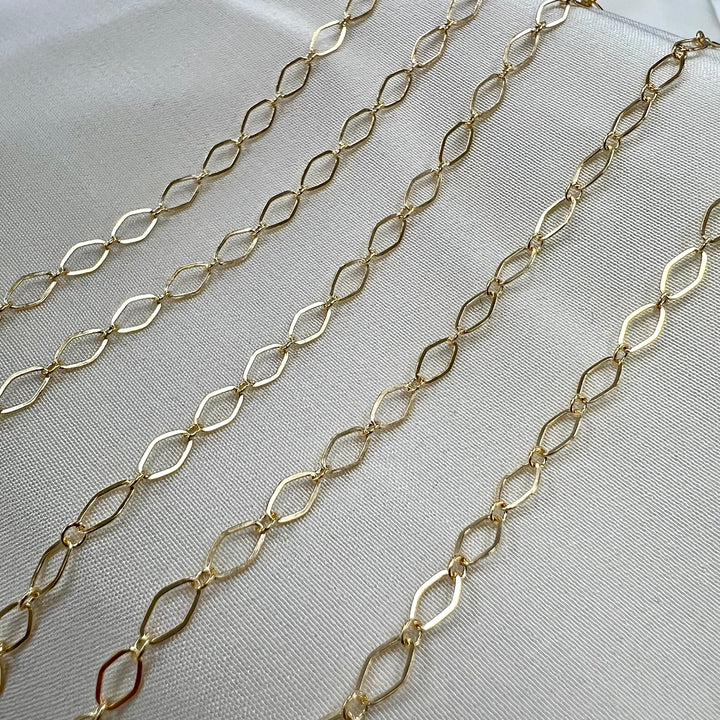 CX78: Alternating 3mm Diamond Link chain by the foot