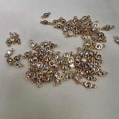 3mm CZ Yellow Gold Filled Connectors (pack of 3)