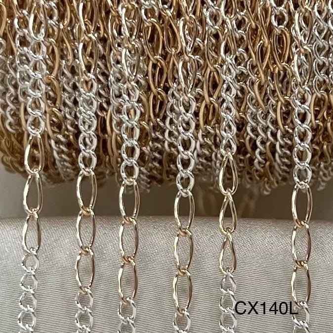 CX140: Mixed Metal Curb Chain by the foot