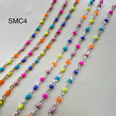 CX26-B: Spring Multicolor 3mm Space Enamel Satellite Chain by the foot (24GA JR)