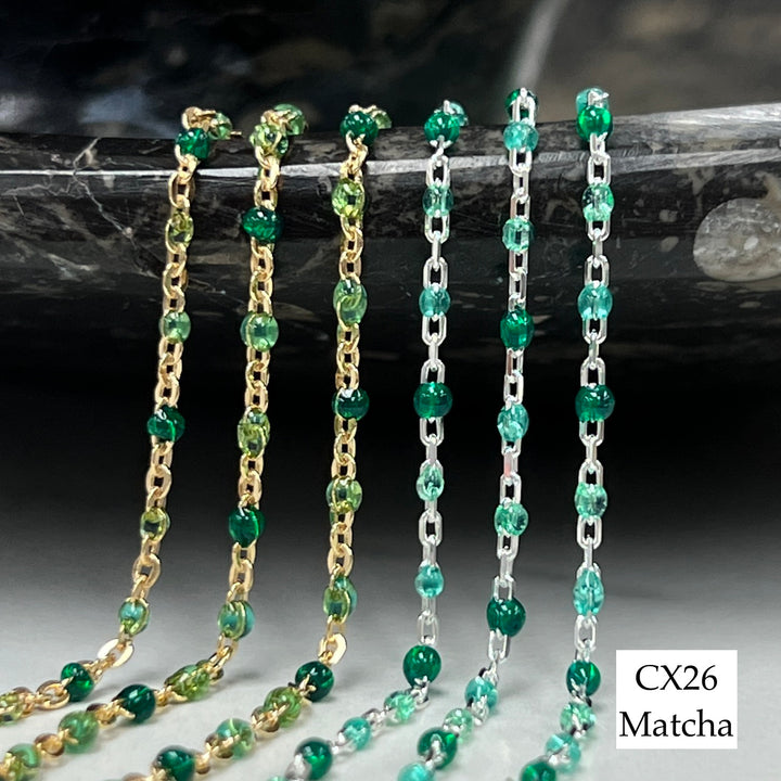 CX26 - Rainbow Multicolor Enamel Satellite Chain by the foot (24GA JR)