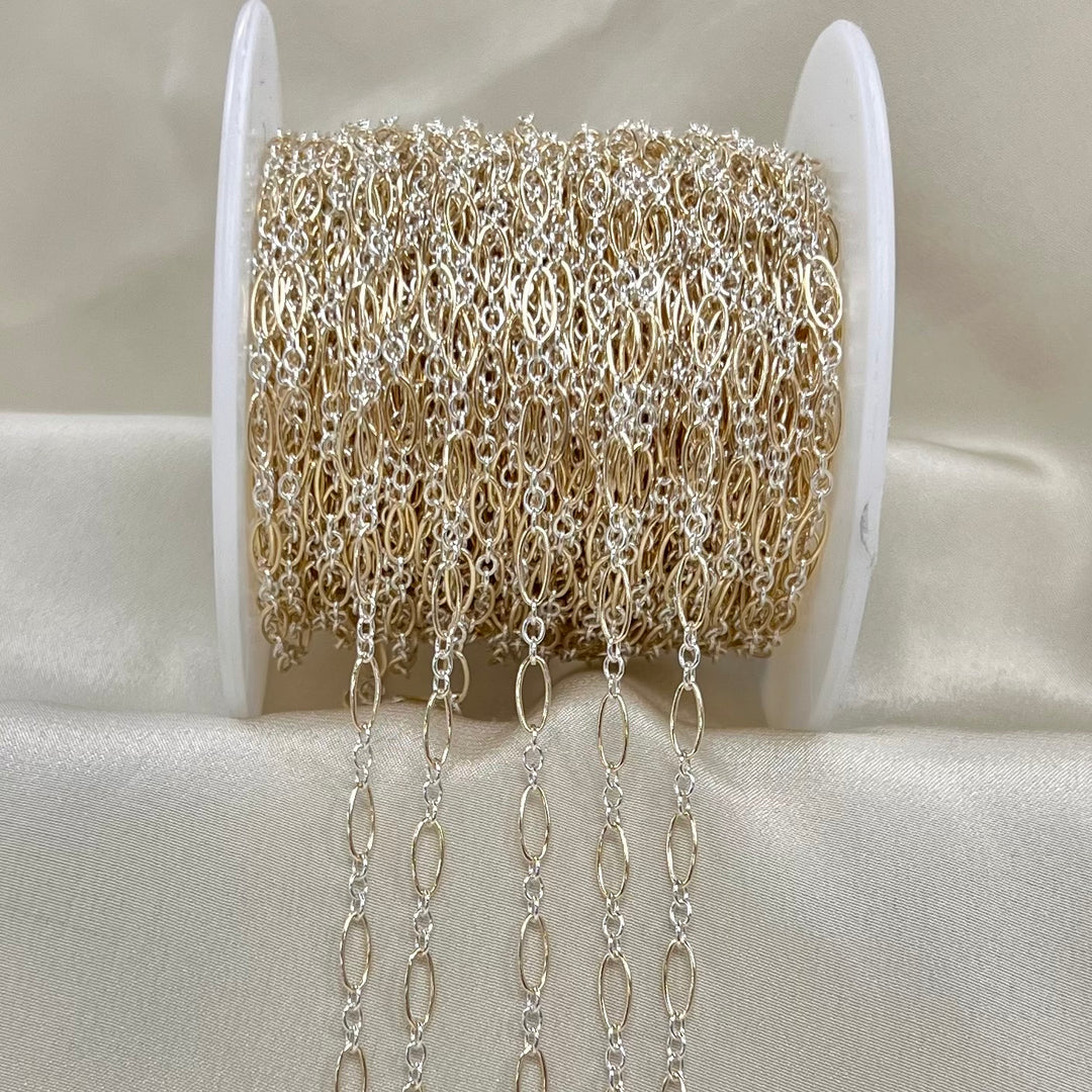 CX127 - Mixed Metal Long plus Oval Chain by the foot