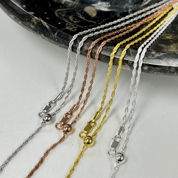 Adjustable / Bolo Rope Sterling Silver Chain 24” Max