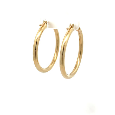 14kt Gold 3mm Wide Round Hoops