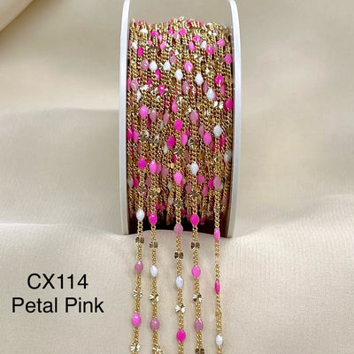 CX114 - 2.4mm Mini Starlight Enamel Curb Station Chain by the foot. (26GA Jump Ring ONLY)
