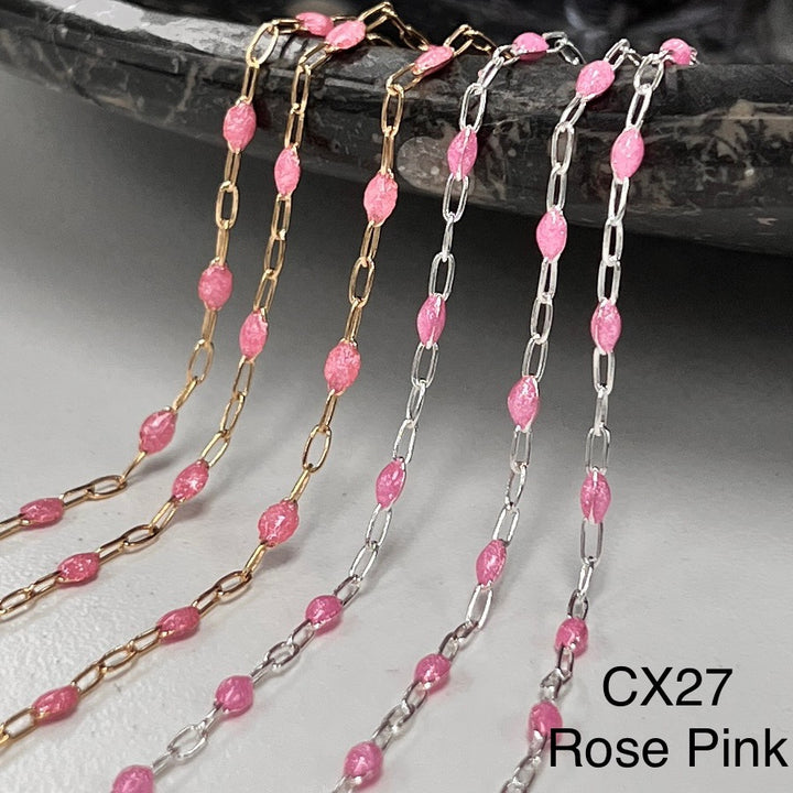 CX27: Enamel Paperclip Chain by the foot