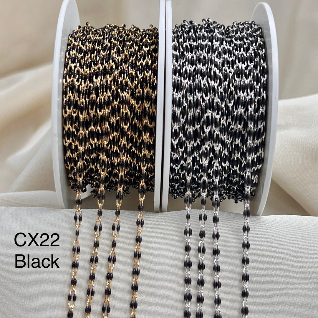CX22 - Paperclip Enamel 2 Dot Chain by the foot