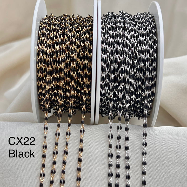 CX22 - Paperclip Enamel 2 Dot Chain by the foot