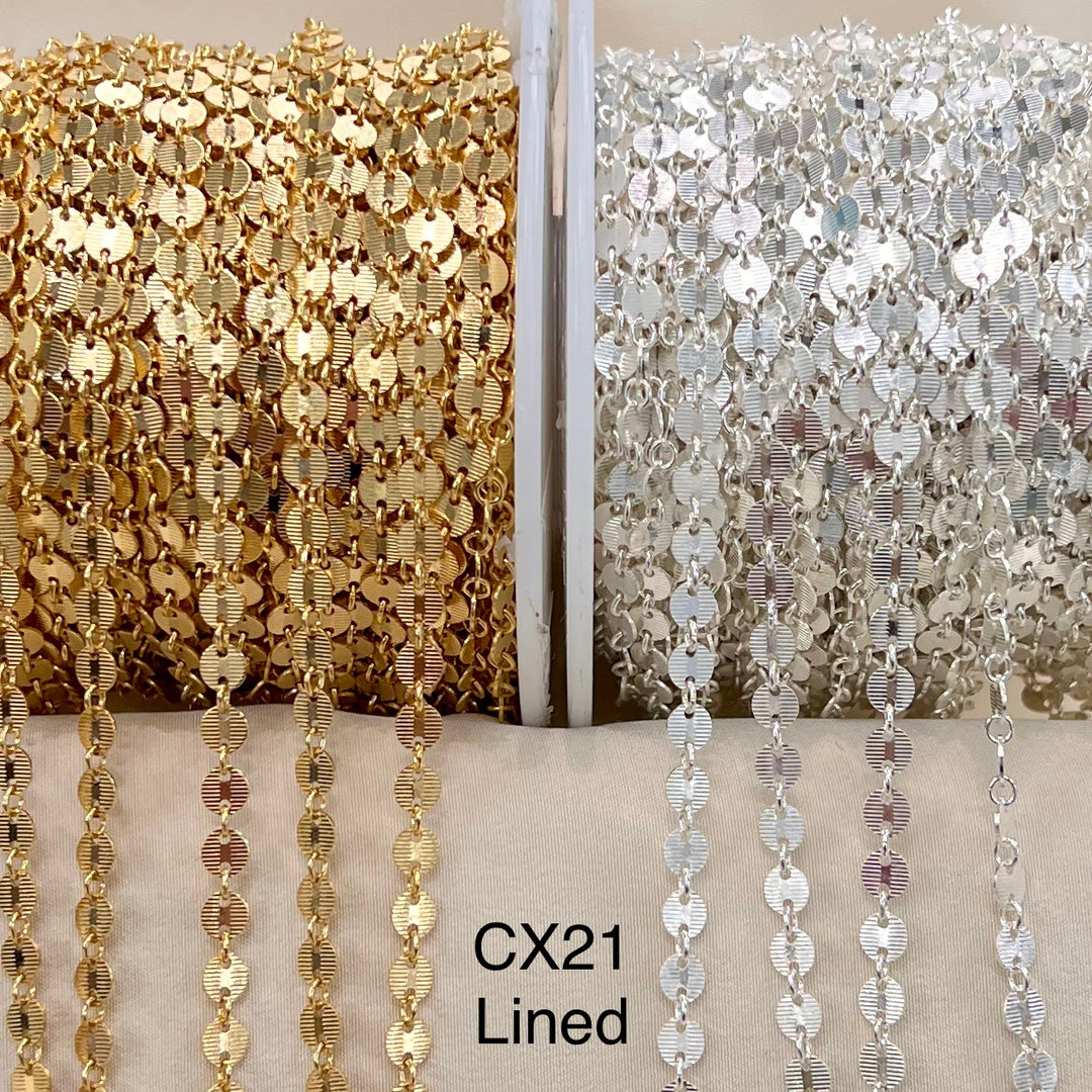 CX21: 4mm Lined Disc Chain by the foot