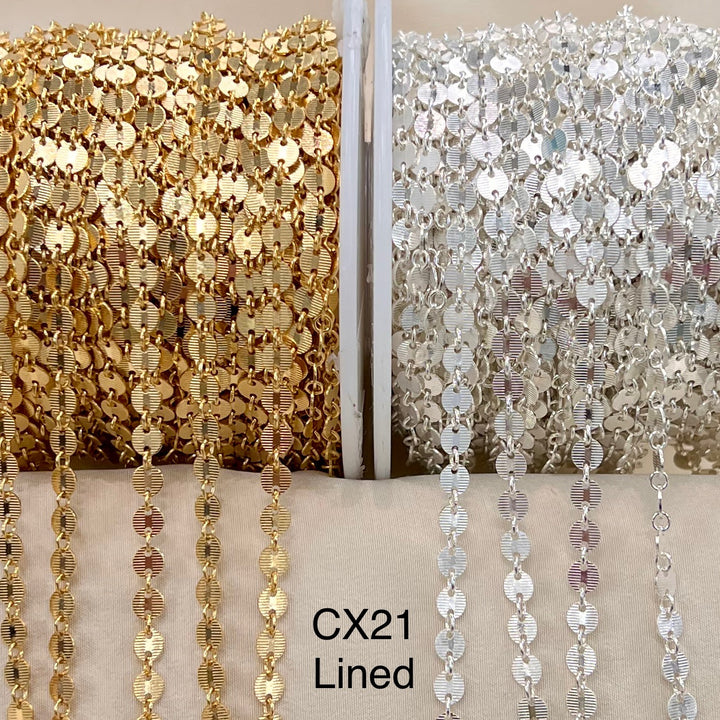 CX21: 4mm Lined Disc Chain by the foot