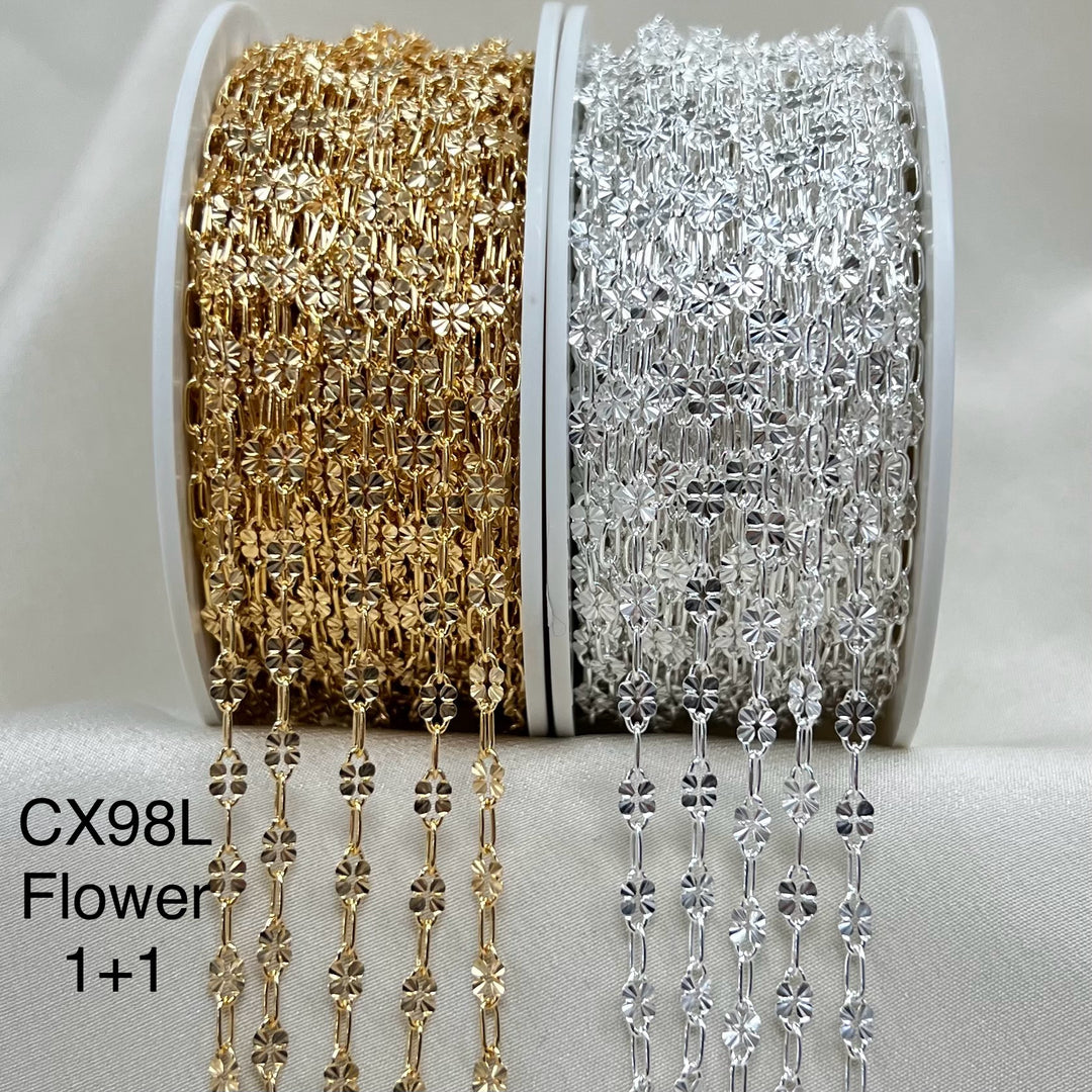 CX98L: 3.2mm Flower + Paperclip (1+1) chain by the foot