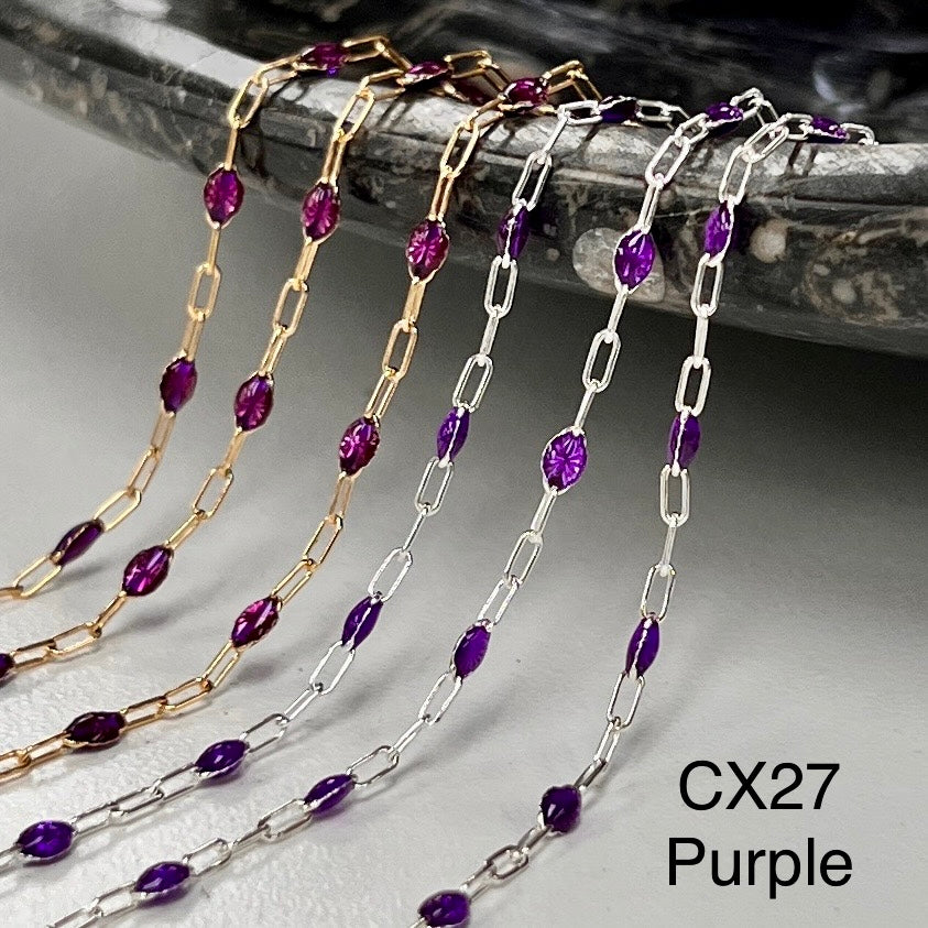 CX27: Enamel Paperclip Chain by the foot