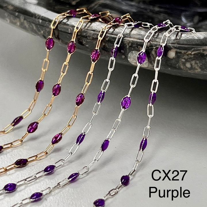 CX27: Enamel Paperclip Chain by the foot