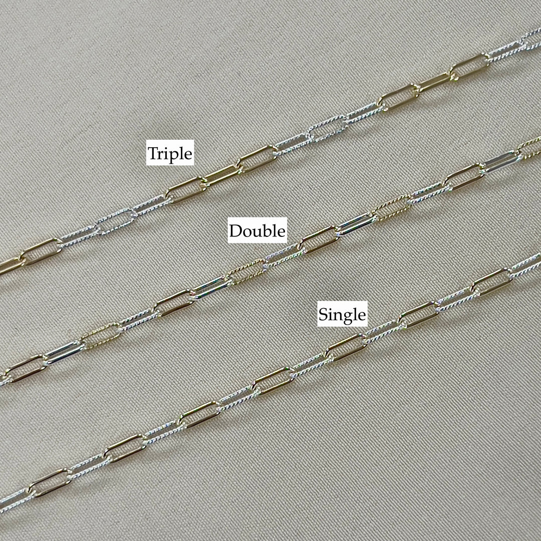 CX149: Mixed Metal 2.5mm Texture Paperclip Chain by the foot