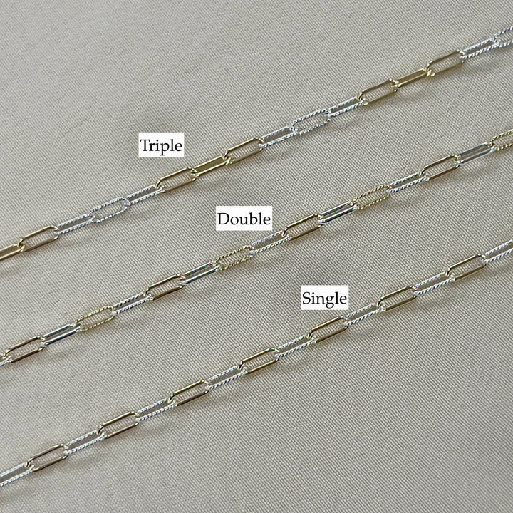 CX149: Mixed Metal 2.5mm Texture Paperclip Chain by the foot