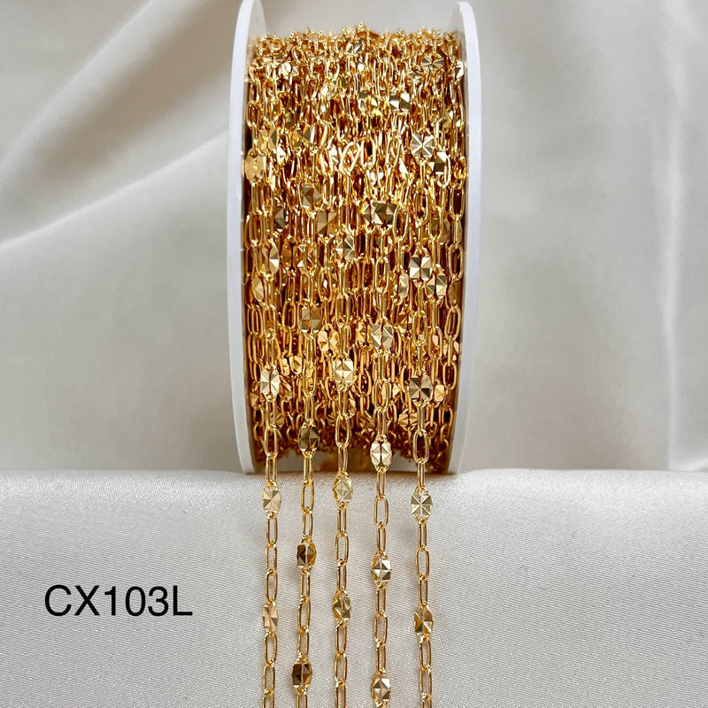 CX103L: 3.2mm Disco + Paperclip (3+1) Chain by the foot