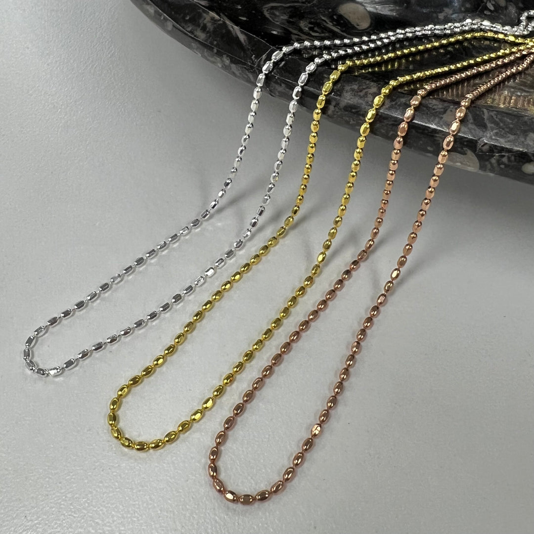 Adjustable / Bolo DC Oval Bead Sterling Silver Chain - 24”