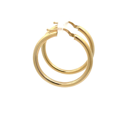 14kt Gold 3mm Wide Round Hoops