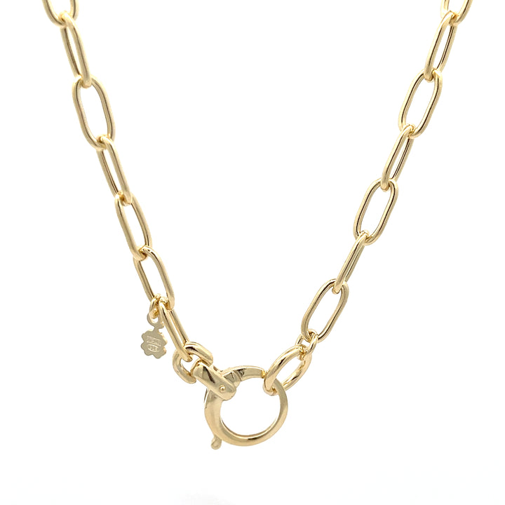 Paperclip Chain with Charm Clasp - Sterling Silver GP