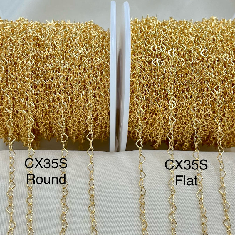 CX35S: 3.2mm Small Heart Chain by the foot