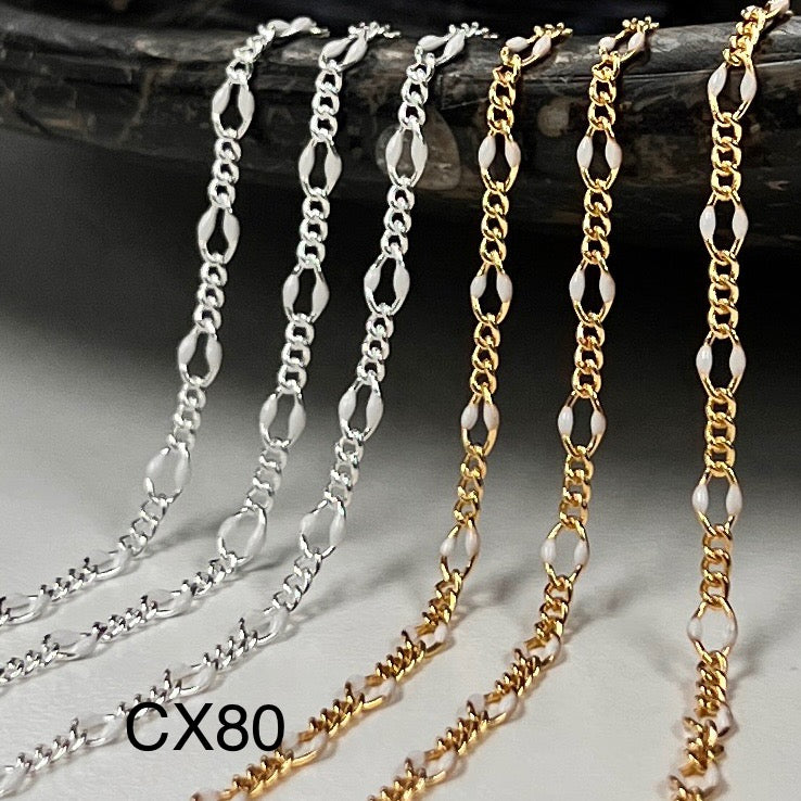 CX80: Enamel Figaro chain by the foot