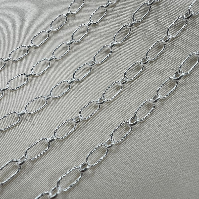 CX48-T: 3mm Textured Oval Alternating Chain by the foot