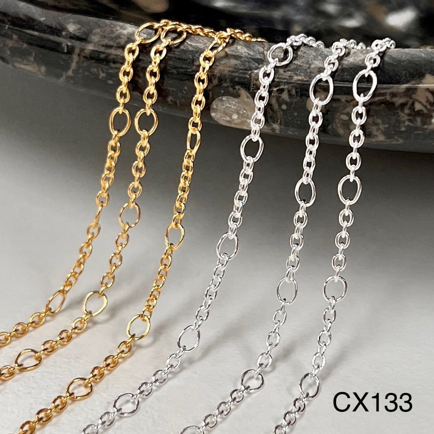 CX133 - Long plus Short (1+5) Cable Link Chain by the foot