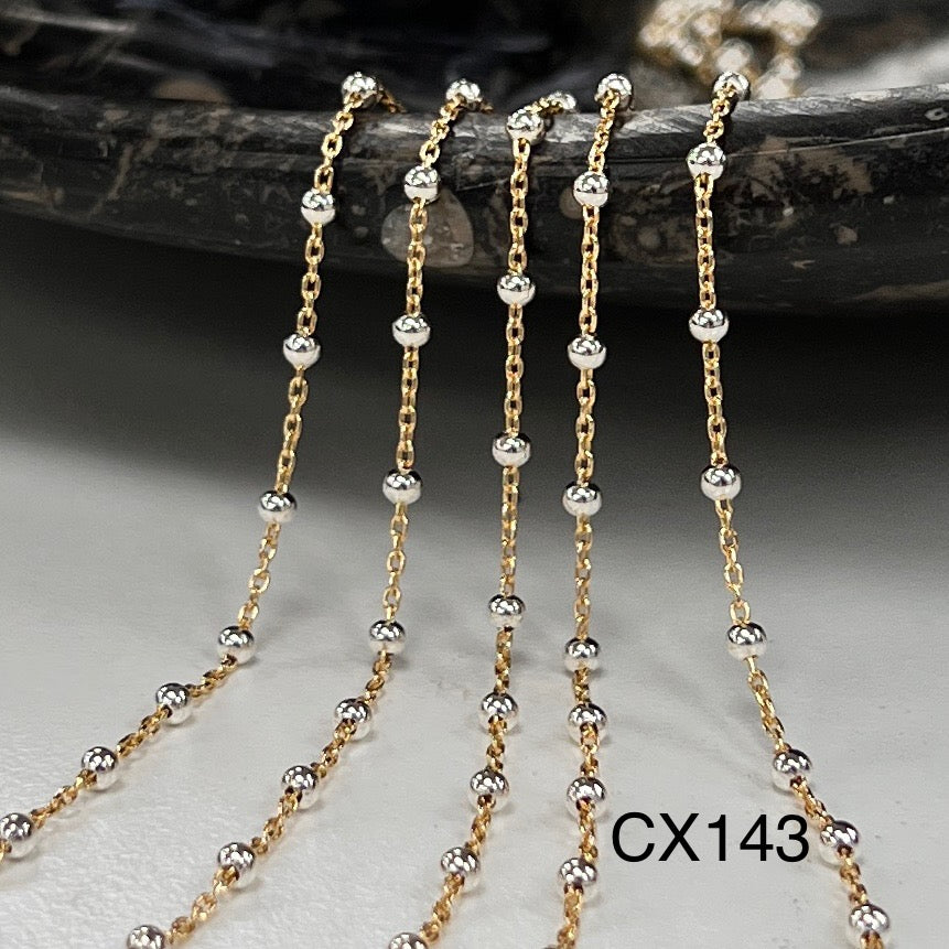 CX143: Mixed Metal 2 Tone Large Satellite Chain by the foot (26ga Jump Ring)