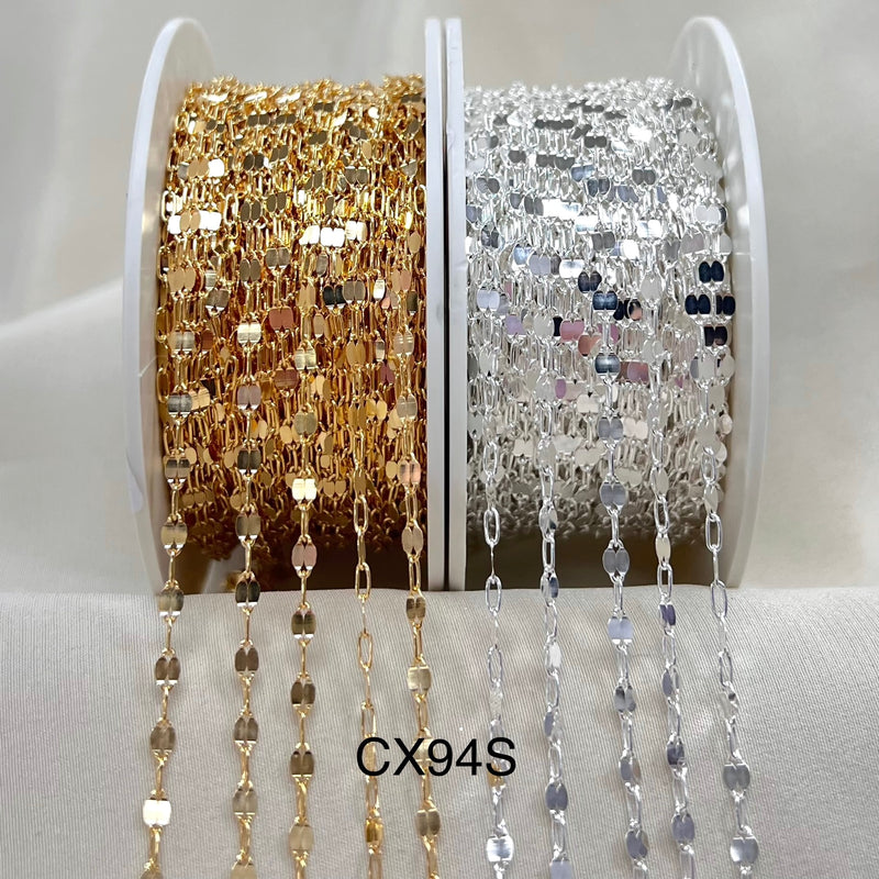 CX94S: 2.6mm Sequin + Paperclip (1+1) Chain by the foot