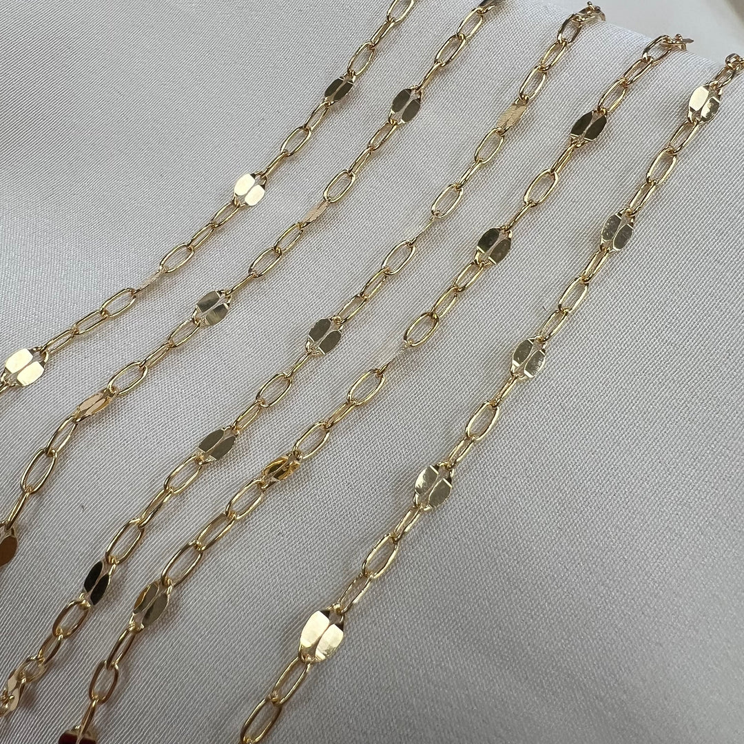 CX69L: 3.2mm Sequin + Paperclip (3+1) chain by the foot