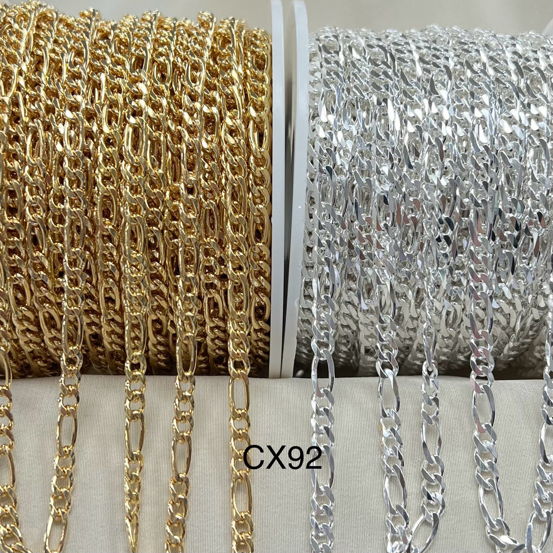 CX92 - 3.7mm Figaro chain by the foot