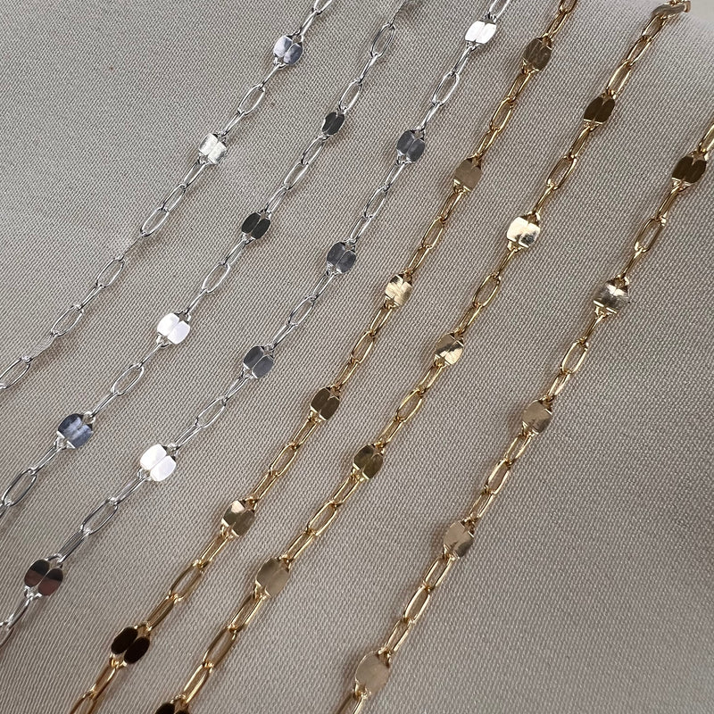 CX69S: Sequin + Paperclip Chain  - By the Foot
