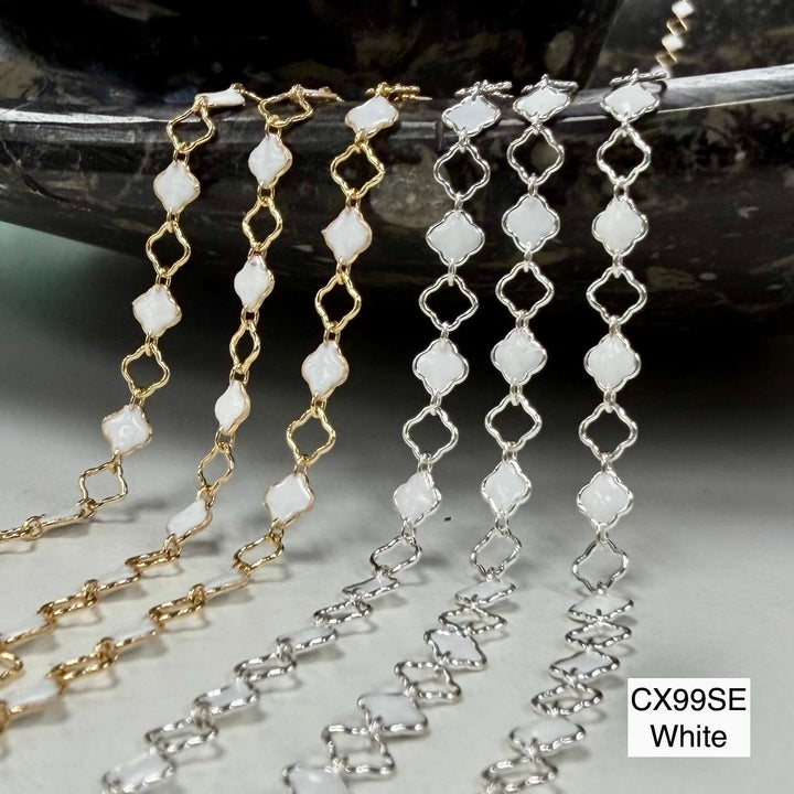 CX99SE - Enamel 4.1mm Clover + Cable Link (1+1) Chain by the foot